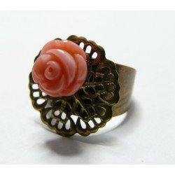 Bague la fleur de corail rose ronde
