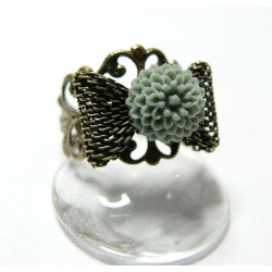 Bague Noeud retro fleur grise