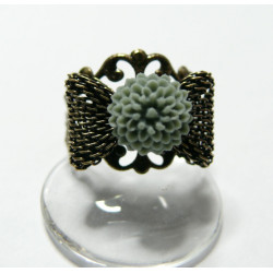 Bague Noeud retro fleur grise