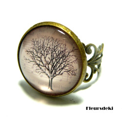 Bijoux de créateur Bague Arbre rose  bronze rétro anneau dentelle A