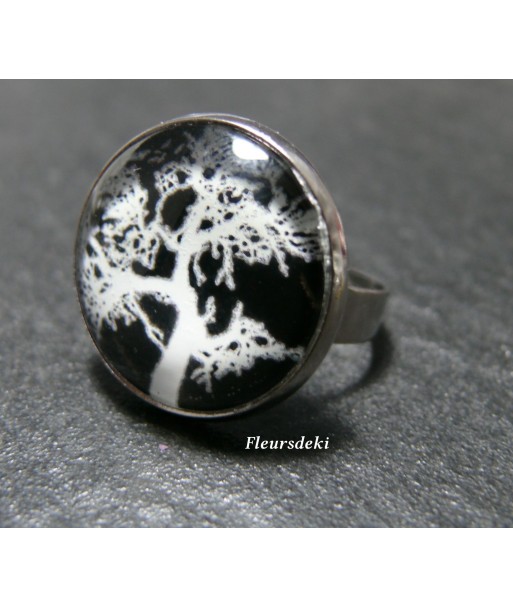 Bijoux de créateur: Bague L'arbre Noir Epais argent platine