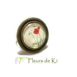 Bijoux de créateur: Bague RETRO duo de coquelicot Bronze