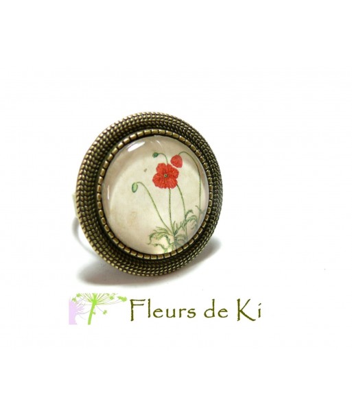 Bijoux de créateur: Bague RETRO duo de coquelicot Bronze