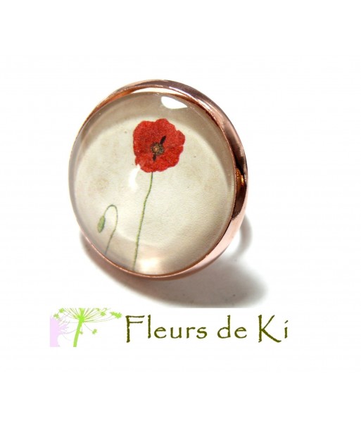 Grande Bague  Coquelicot cuivre rose