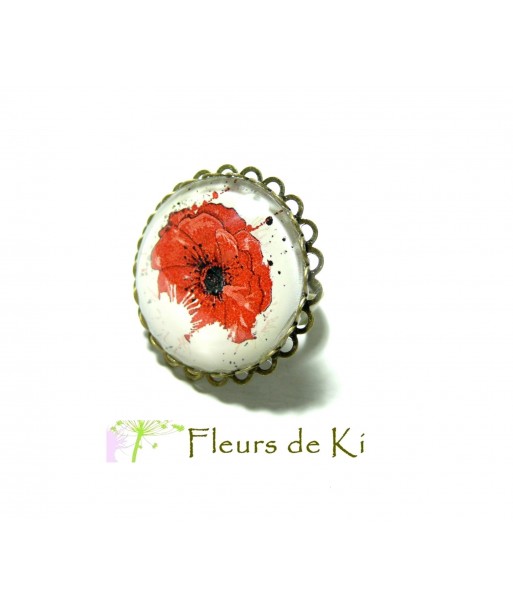 Bijoux de créateur: Bague Grand Coquelicot BRONZE  25mm