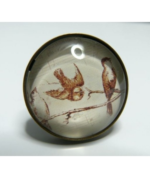 Grande Bague les oiseaux vintage 25mm bronze
