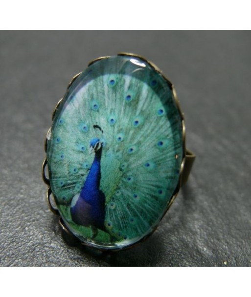 Grande Bague Ovale Sa majestée Bleue 25 par 18mm vague argent