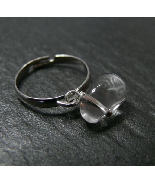 Bague solo Cristal de roche" la roséee du matin"
