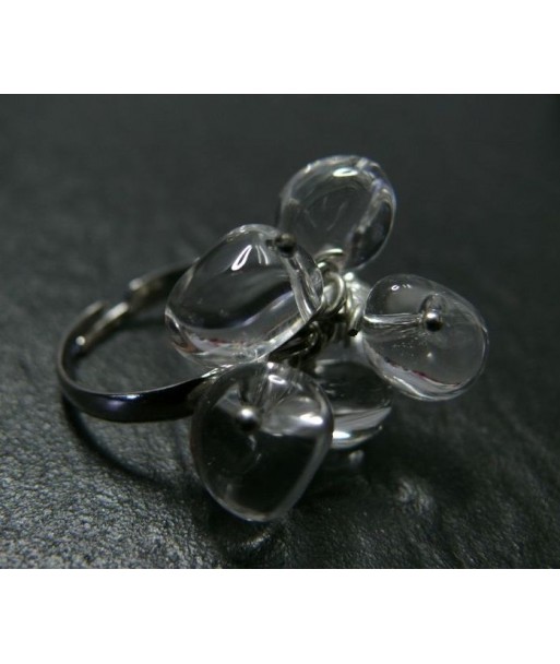 Bague multi Cristal de roche" la rosée du matin"