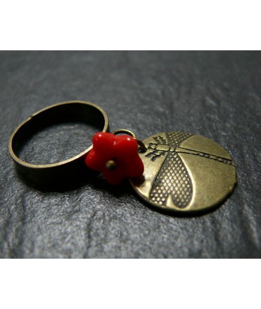 Bague Grande Fleur de Saigon Rouge