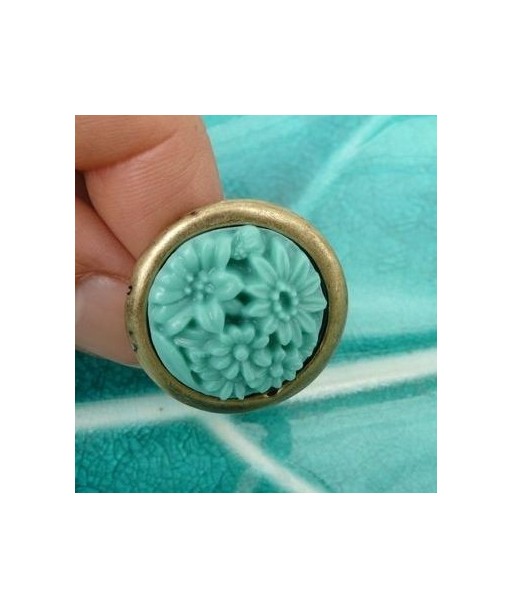Bague Bouquet de fleur Verte pale Bronze