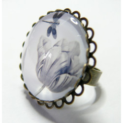 Grande Bague Bronze Pivoine Retro