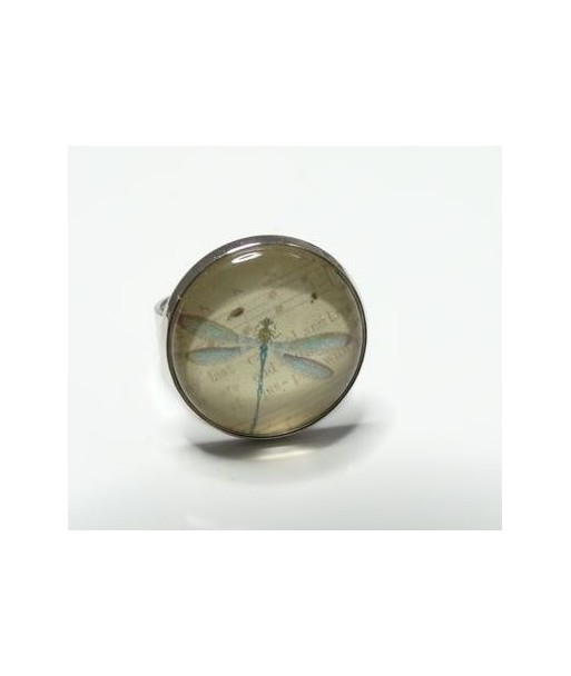 Bague libellule verte argent