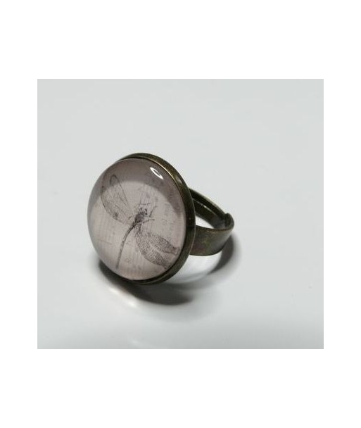 Bague libellule rose bronze
