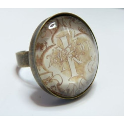 Grande Bague Initiales vintage 25mm bronze
