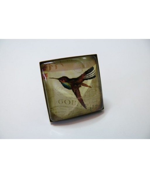 Grande Bague carré Birds and paradise 25mm bronze