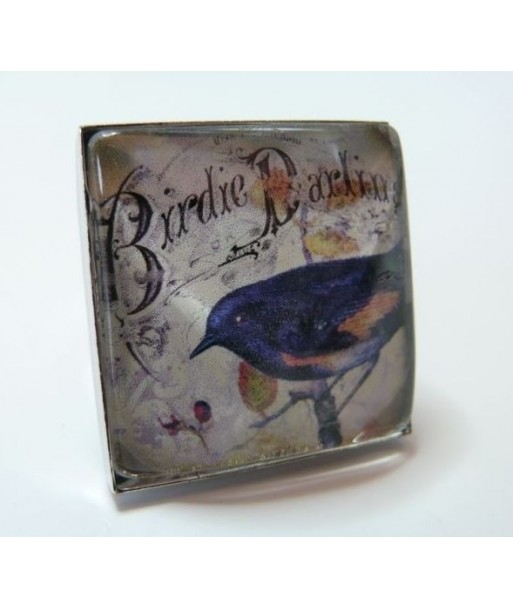 Grande Bague carré Birdy darling 25mm argent