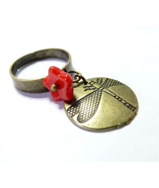 Bijoux de créateur Bague Grande Fleur de Saigon Rouge