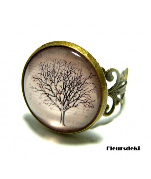 Bijoux de créateur Bague Arbre rose  bronze rétro anneau  dentellem
