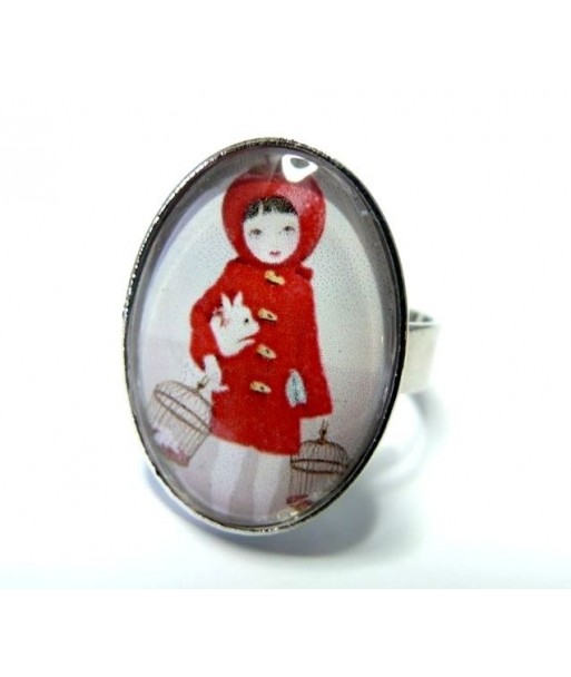 Grande Bague Ovale Big Chaperon Rouge 25 par 18mm
