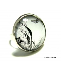 Bijoux de créateur: Bague Papillon des bois Argent Platine