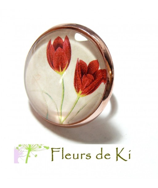 Grande Bague DUO de TULIPE  cuivre rose