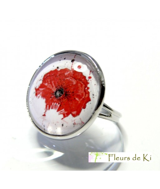 Bijoux de créateur: Bague Grand Coquelicot Argent Platine