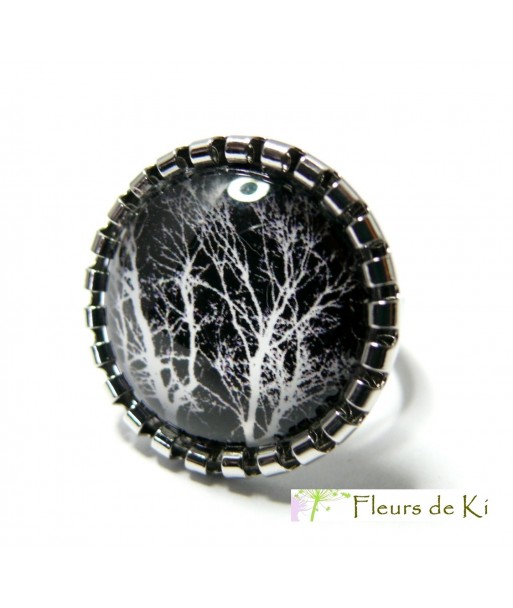 Bijoux de créateur: Bague L'arbre Noir Rouleau ARGENT PLATINE