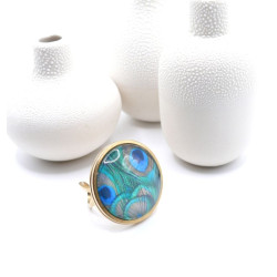 Bague en acier inoxydable " plume de paon"
