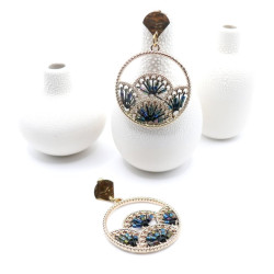 Boucles d’oreilles en acier inoxydable doré 18K – Pendentif laiton forme Zen & perles Miyuki