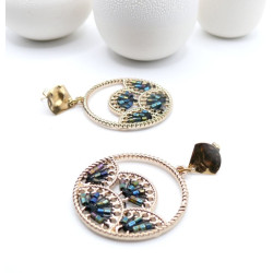 Boucles d’oreilles en acier inoxydable doré 18K – Pendentif laiton forme Zen & perles Miyuki