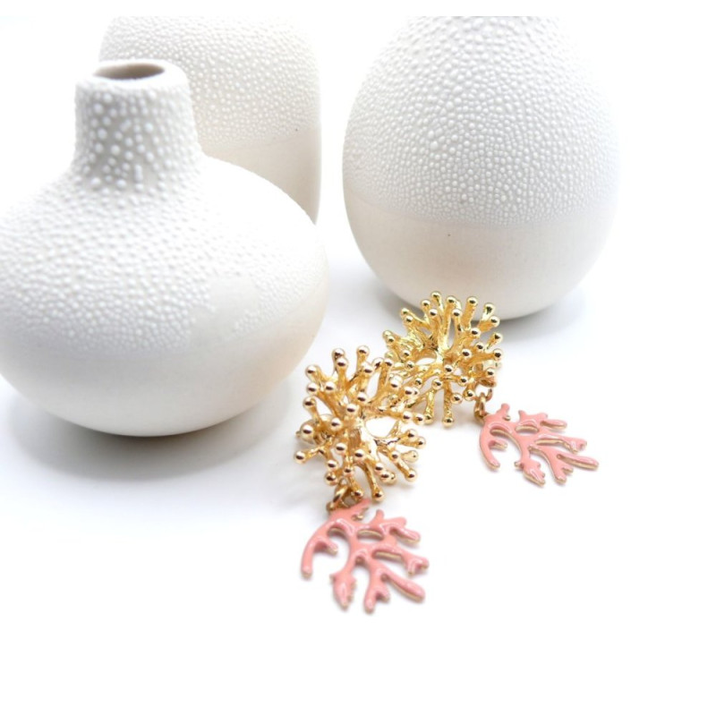 Boucles d’oreilles puce doré 18K « Miss Coral »