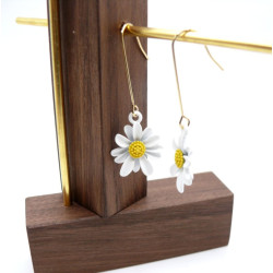 Boucles d’oreilles en acier inoxydable finition 18K et goutte en verre