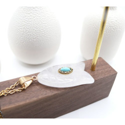 Collier en acier inoxydable doré 18K, Poisson en Quartz esprit Néo Bohème