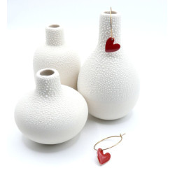 Créoles en acier inoxydable doré à l’or fin 18K  Modèle MY LOVE rouge