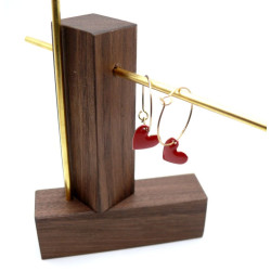 Créoles en acier inoxydable doré à l’or fin 18K  Modèle MY LOVE rouge