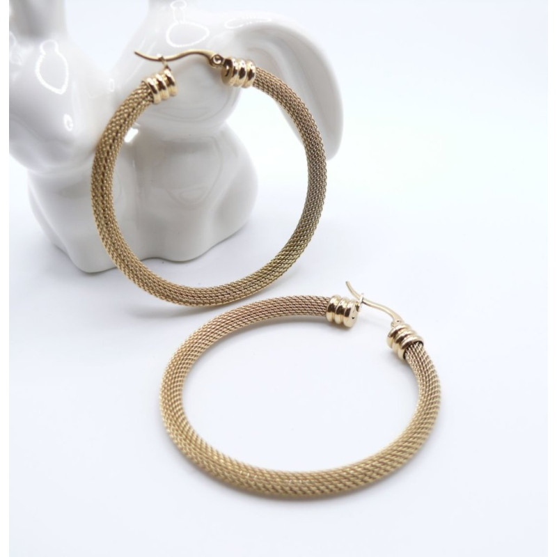 Créoles torsadées en acier inoxydable Doré