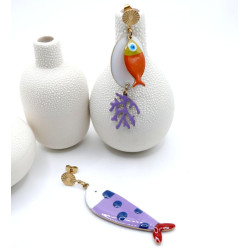 Boucles d’oreilles asymétriques en acier inoxydable doré 18K Pop Art