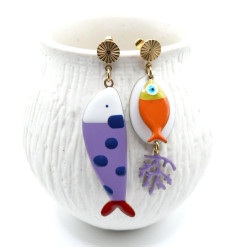 Boucles d’oreilles asymétriques en acier inoxydable doré 18K Pop Art