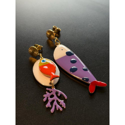 Boucles d’oreilles asymétriques en acier inoxydable doré 18K Pop Art