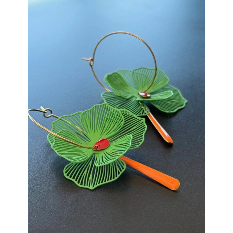 Longues Boucles d’oreilles  en acier inoxydable doré 18K, Bohème