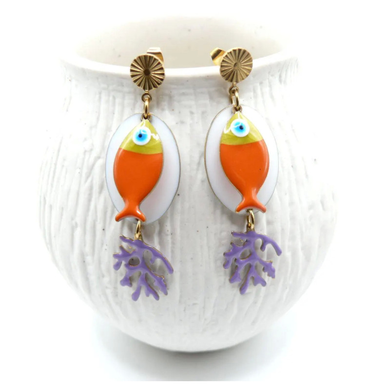 Boucles d’oreilles Acier Inoxydable 18K – Pop Art Corail