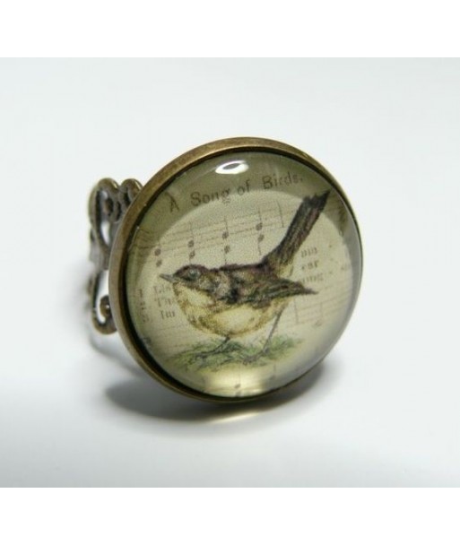 Bague Vintage bird dentelle bronze
