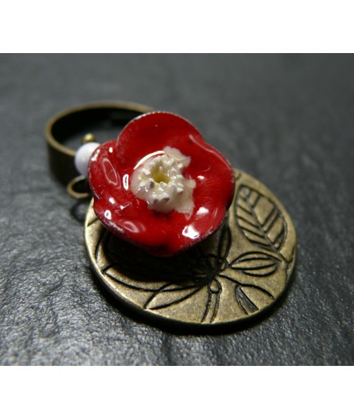 Bague Bronze Rose Rouge
