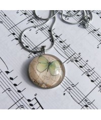 Collier Argent Cream Butterfly