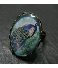 Grande Bague Ovale Le Paon d'hiver 25 par 18mm vague bronze