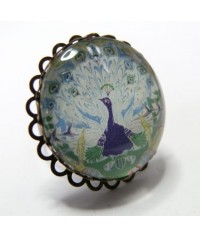 Grande Bague Le Paon Bleu Bronze A